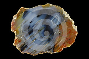 A cross section of the agate stone.