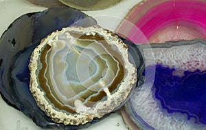 A cross section of the agate stone