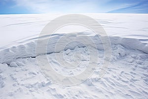 cross-section of compacted, layered snow