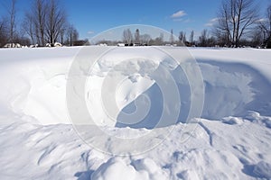 cross-section of compacted, layered snow