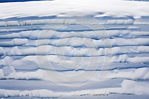 cross-section of compacted, layered snow