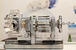 Cross section of the gearbox. Worm gearboxes for aggressive environments