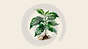 cross section illustration showing coffee plant development above enriched soil.