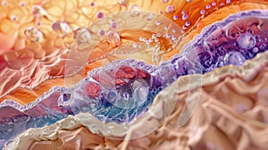 A cross section image of the dermis showing collagen fibers and how they contribute to the skins strength and resilience photo