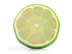 cross section of a lime fruit. Isolated