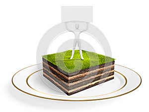 Cross section of little island. 3D rendering