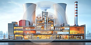 Cross-Section of a Nuclear Power Plant with Advanced Reactor Cooling Systems for Enhanced Energy Efficiency and Safety photo