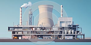 Cross-Section of a Nuclear Power Plant with Reactors and Heat Exchangers for Safe and Controlled Energy Production photo