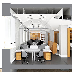 Cross section of the office space