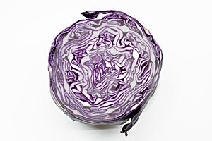 Cross section of a red cabbage