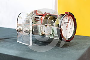 Cross section show detail inside of sanitary flow meter for high accuracy liquid measuring flow rate and control in industrial