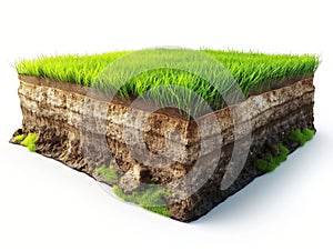 Cross-section of Soil Layers with Grass