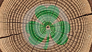 Cross section of tree trunk