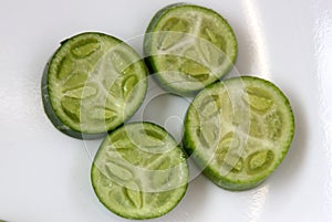 Cross section of young fruit of Coccinia grandis, Ivy gourd, Baby watermelon, Kundru