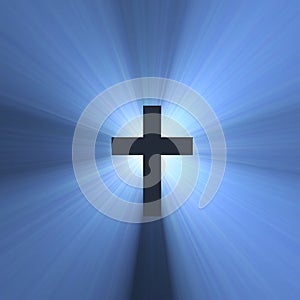 Cross sign holy blue light flare