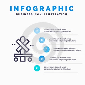 Cross, Sign, Station, Train Line icon with 5 steps presentation infographics Background