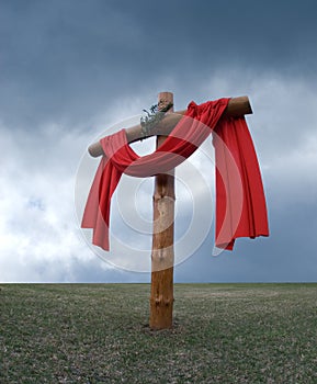 Cross and sky with clouds