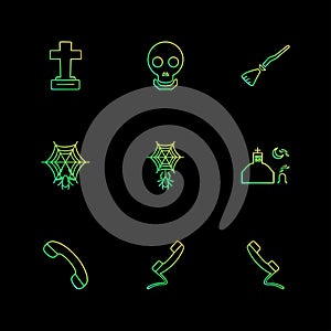 cross , spider , web , halloween , rip , graveyard , horror , eps icons set vector