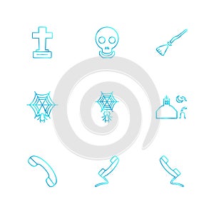 cross , spider , web , halloween , rip , graveyard , horror , eps icons set vector