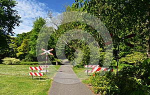 The Cross of St. Andrew ,traffic sign for a railroad crossing.