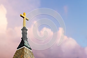 Cross on Steeple in the Sky photo