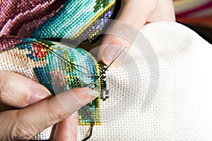 Cross stitch art in the making