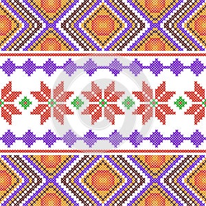 Cross Stitch Embroidery floral design for seamless pattern texture