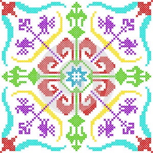 Cross Stitch Embroidery floral design for seamless pattern texture