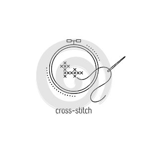 Cross-stitch line icon