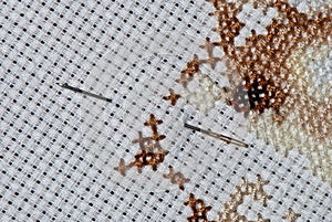 Cross-stitch and needle