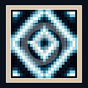a cross stitch pattern with blue and white squares