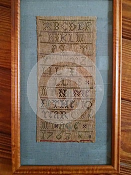 Cross stitch sampler from 1700s
