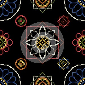 Cross stitch seamless pattern background.