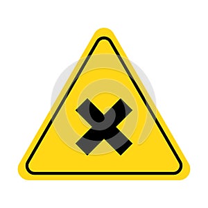 Cross, stop sign. Danger, warning cross icon with yellow triangle symbol