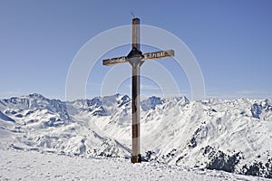 Cross on the summit on a mountain in Austria