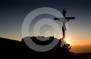 Cross in sunset light