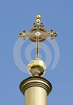 Cross Svyato-Uspenskiy Cathedral. Ukraine .Poltava photo