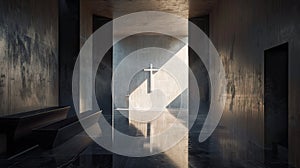 the cross symbol as a representation of God, conveying reverence and spirituality. photo