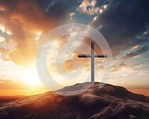 The Cross symbol of Christianity and Jesus Christ is the Easter concept.