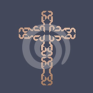 Cross symbol. Decorative ornamental crucifix vector logo.