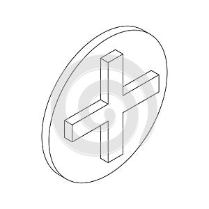 Cross symbol icon, isometric 3d style