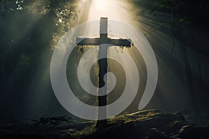 Cross symbol in mystical light Cross sign holy