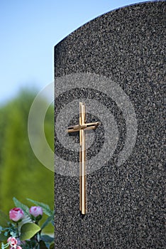 Cross on tombstone