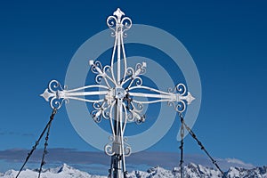 The cross on the top of mount Corno Stella, Foppolo, Italy