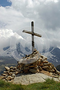 Cross on top of mountain