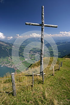 Cross on top of mountain