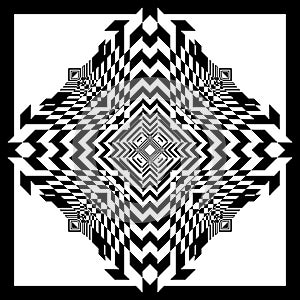 Cross tridimensional perspective inverted space intersections chessboard inspired structure abstract cut art deco illustration