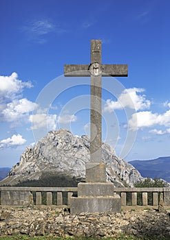 Cross viewpoint in Urkiola, Basque Country, Spain