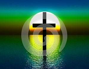 The Cross In Water At Sunrise 4