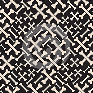 Crossbones cartoon vector stock illustration. Seamless pattern design template. Black and Beige color theme